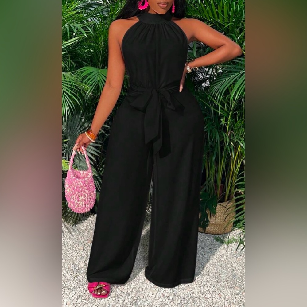 Elegant Black Halter Jumpsuit